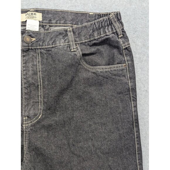 Duke Haband Jeans Mens 40 Black Gray Classic Fit Elastic Waist Zip Fly 059 - Picture 3 of 13